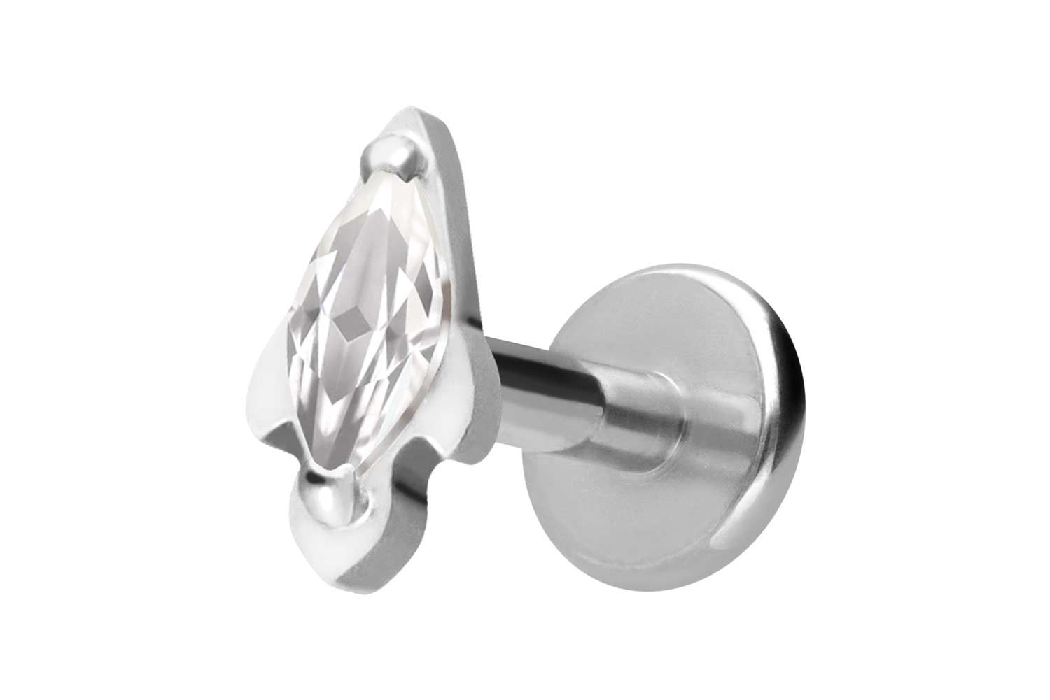 Titan Labret Piercing mit Innengewinde KRISTALLRAKETE
